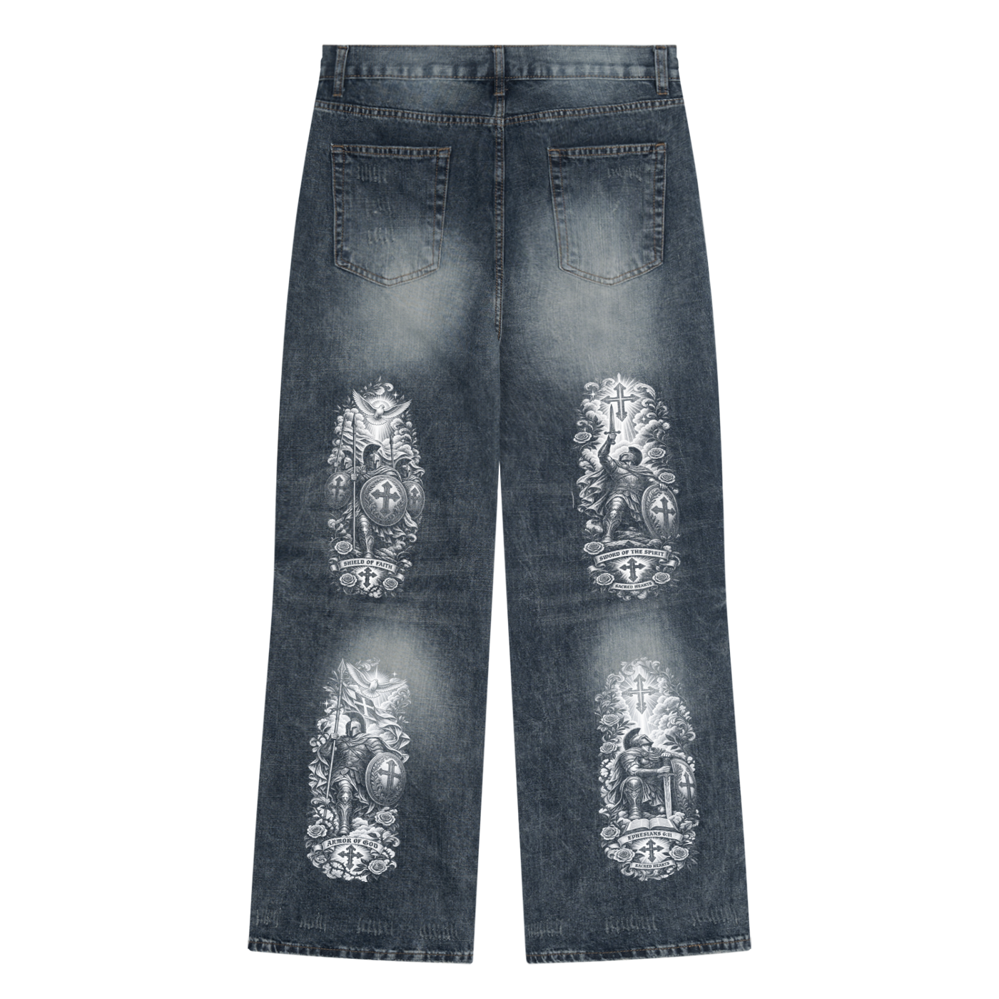 GOD'S SOLDIER DARK DENIM BAGGY JEANS