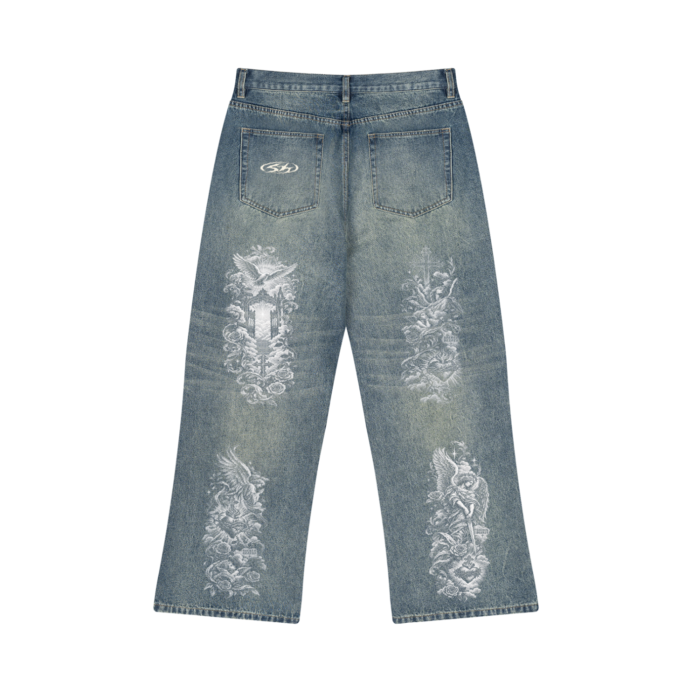 PRINTED BAGGY WASH JEANS