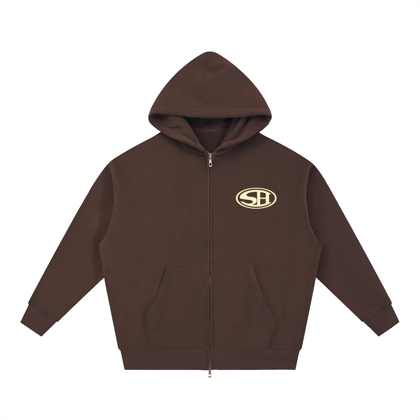 SH BOXY ZIP UP HOODIE COFFEE