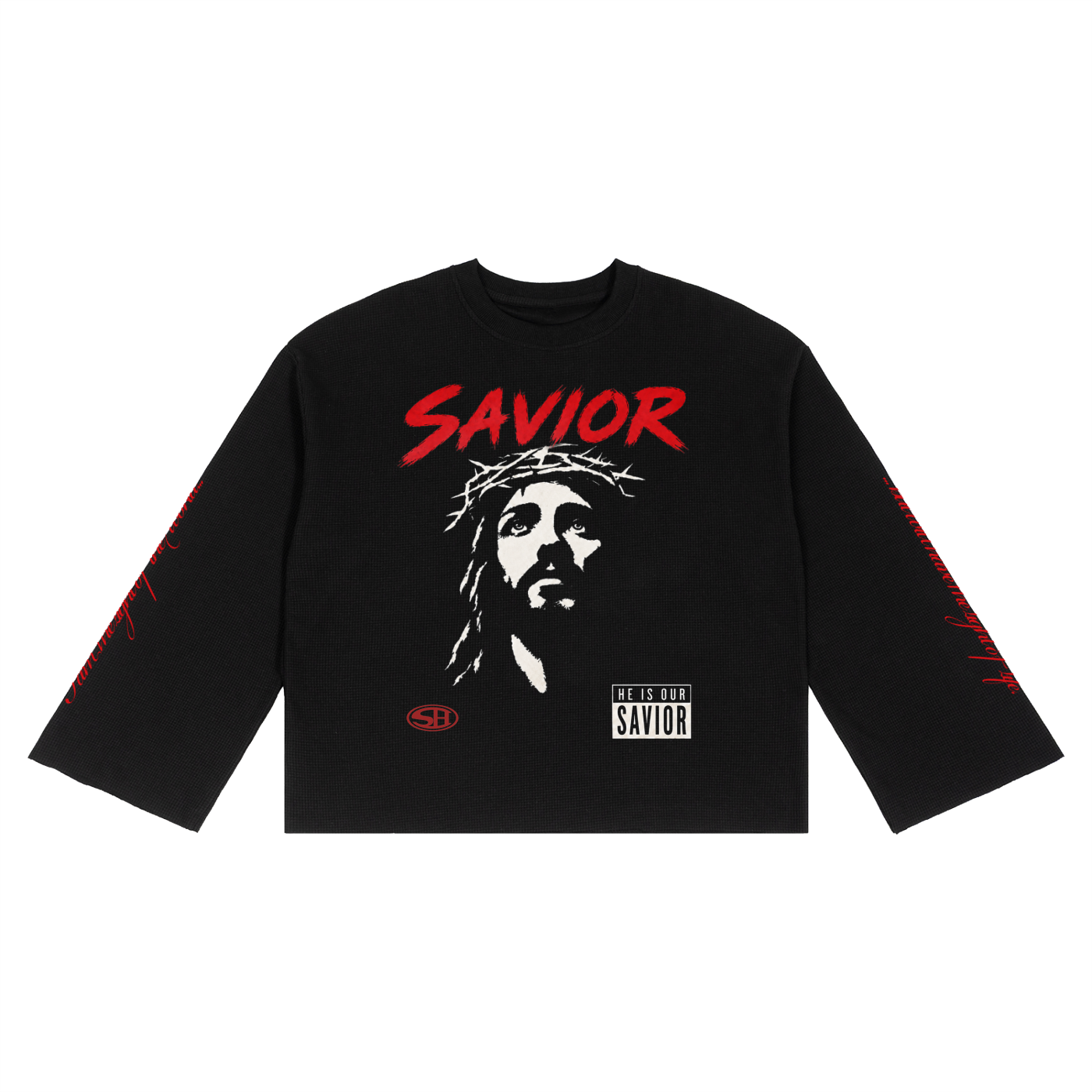 OUR SAVIOR RAW EDGE LONGSLEEVE TEE